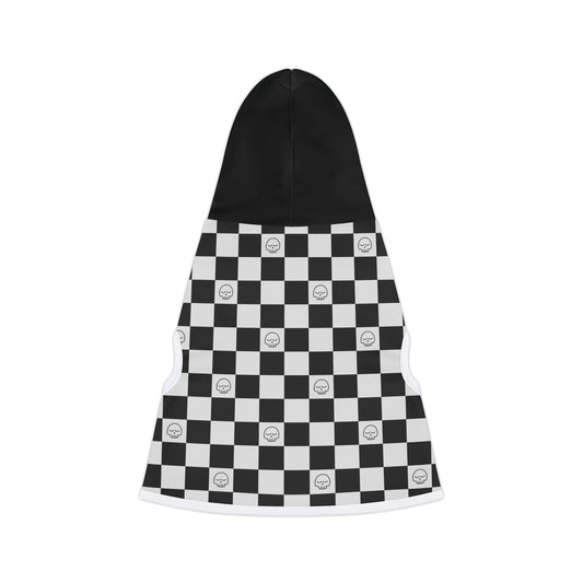 Trendy Black & White Checkered Pet Hoodie for Stylish Pets