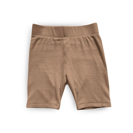 Tan Toddler Ribbed Biker Shorts