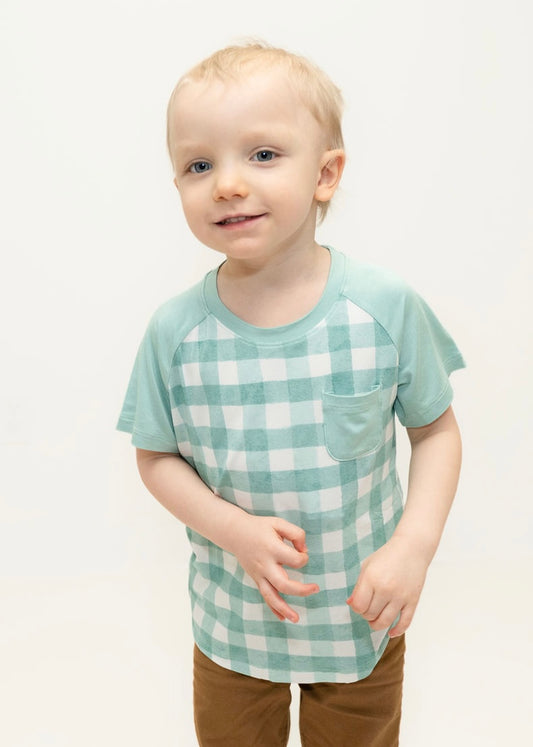 Mint Gingham Pocket Tee