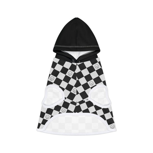 Trendy Black & White Checkered Pet Hoodie for Stylish Pets