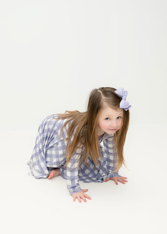 Lavender Gingham Twirl Dress