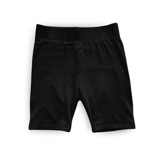 Black Toddler Ribbed Biker Shorts