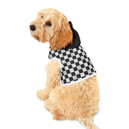 Trendy Black & White Checkered Pet Hoodie for Stylish Pets
