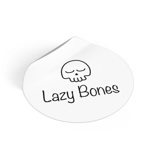 Lazy Bones Round Vinyl Sticker — Cute Sleeping Skull Decal